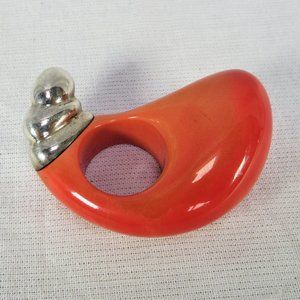 Designer Abstract Coral/Pink Resin Sterling Ring